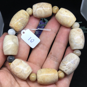 一物一图天然然原石珊瑚玉手串男女菊花石花纹桶珠手串水晶手链