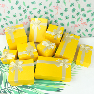 新款Ins礼盒空盒喜糖盒包装生日礼品盒子黄色口红礼物高级纸盒子