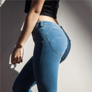 提臀翘臀蜜桃臀裤外穿性感弹力紧身健身裤子女夏季运动牛仔裤显瘦