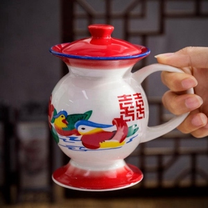 痰盂水杯网红夜壶茶杯个性尿壶款陶瓷茶缸子怀旧老式搪瓷马桶杯子