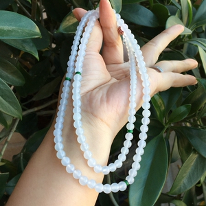 翡翠冰种项链塔链 冰种起光圆珠链子长款毛衣链天然玉石 女士项链
