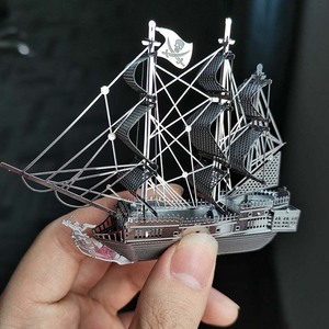 全金属DIY拼装模型迷你立体拼图加勒比海盗船黑珍珠号成人益智