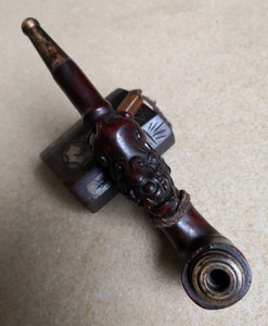 传统民俗杂项收藏红木实木烟代烟杆木雕貔貅老式两用烟锅烟斗