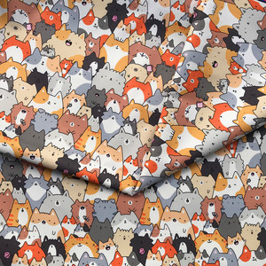 卡通猫咪数码印花防水涤纶布 diy手工面料布包背包窗帘桌布抱枕鞋