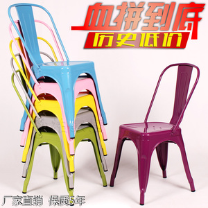 铁艺餐椅创意简约实木餐厅椅子欧式咖啡厅金属椅复古设计师铁皮椅