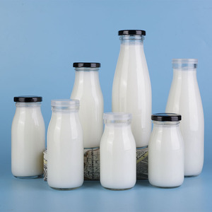 玻璃鲜奶瓶牛奶瓶酸奶瓶带盖200-250-500ml装奶瓶耐高温 奶吧专用