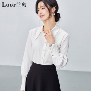 兰奥职业白色衬衫女早春法式上衣新款高级设计感小众衬衣尖领女衫