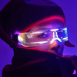 赛博朋克led发光蹦迪眼镜未来科技感科幻变色酒吧表演道具超酷炫