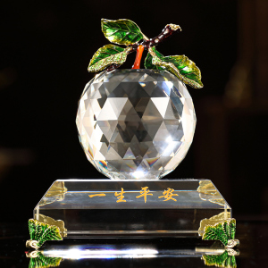 水晶苹果柿柿如意摆件珐琅彩艺术品一生平安创意装饰品圣诞节礼物