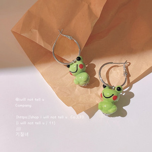 「小鱼丸」卡通玻璃蛙!925银可爱耳扣 ins个性创意耳饰 小众设计