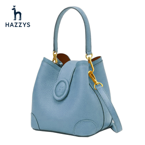 Hazzys哈吉斯时尚浅蓝色托特包女士新款通勤单肩斜挎包大容量包包