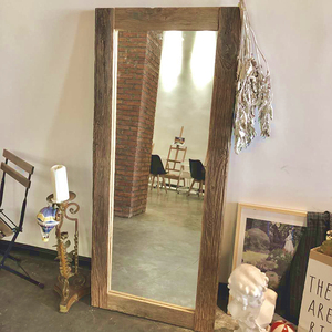 实木艺复古木镜子客栈装饰穿衣镜浴室镜loft工业风实木镜子理发镜