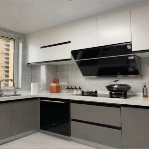 pet肤感厨房橱柜门轻奢衣柜门订做欧松板平开高光面板酒柜玻璃门