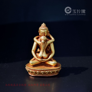 密宗尼泊尔手工欢喜佛袖珍铜像黄铜佛像古玩铜佛像铜器铜像小摆件
