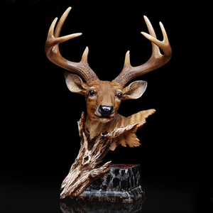 欧式家居创意高档摆件美式鹿头树脂工艺品办公室书房