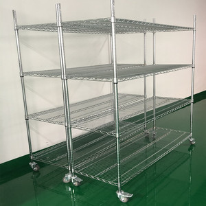 移动货架带轮子置物架镀铬推拉货架家用储物架不锈钢仓库物料推车