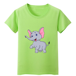 大象男童装蓝色短袖女孩红色t恤宝宝黄色上衣黑色白色纯棉