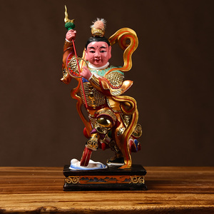 香樟木哪吒三太子彩绘佛像寺庙家居供奉神像摆件实木雕刻工艺品