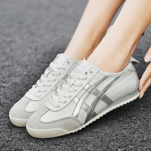 鬼冢虎小白鞋女tiger 白银色经典款休闲板鞋情侣款手工鞋日本制夏