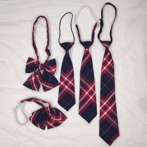 免打结jk领带领结女生校服制服日系学院风毕业衬衫搭配格子酒红