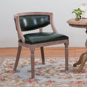 实木餐椅美式复古奶茶店布艺洽谈小椅欧式咖啡厅酒店休闲木质椅子