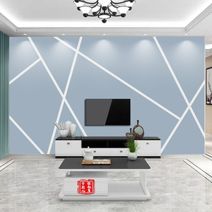 欧式电视背景墙壁纸新款大气轻奢几何线条墙布8d简约壁布定制壁画