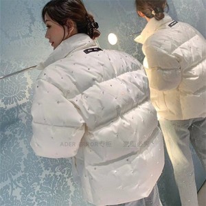 【换季清仓特价】miu家白色水钻羽绒服女2021年新款加厚短款棉服