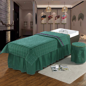 洗头床罩美容四件套纯色简约风泰式头疗床套理发廊店北欧田园床单