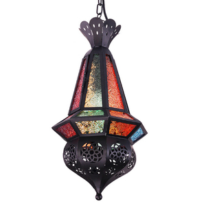 漫咖啡厅装饰吊灯 地中海摩洛哥创意复古吊灯 酒吧吧台彩色玻璃灯