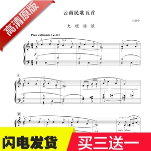 王建中云南民歌大理姑娘钢琴谱有指法