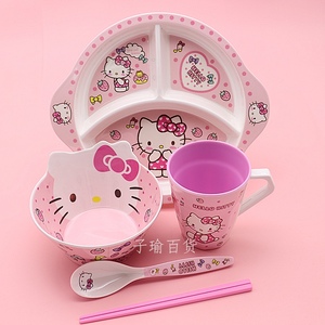 儿童碗餐具套装卡通小猫咪宝宝辅食吃饭可爱造型碗勺筷杯盘碟防摔