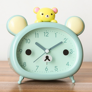 儿童卡通小熊闹钟摆件女孩学生用床头闹铃静音可爱卧室光床头钟表