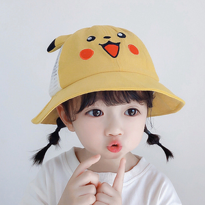 儿童帽子夏季网帽女宝宝渔夫帽卡通可爱超萌小孩薄款透气防晒凉帽