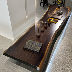 黑檀木实木大板原木茶桌椅组合茶台餐桌老板办公桌花梨大班台家具