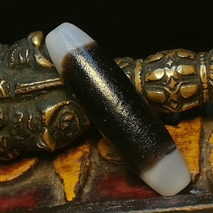 西藏两色黑白天地老天珠天然玛瑙男女项链吊坠多宝串背云配饰礼物