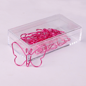 金属粉色蝴蝶回形针卡通创意曲别针回型针收纳盒磁性创意曲别针