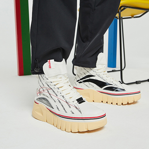 李宁休闲鞋男鞋惟吾boot时尚耐磨休闲鞋透气高帮厚底帆布鞋运动鞋