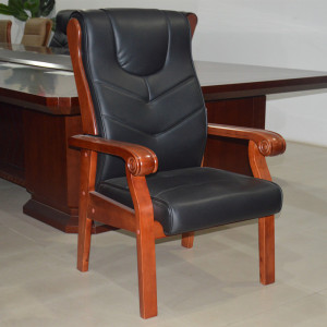 皮艺实木会议椅