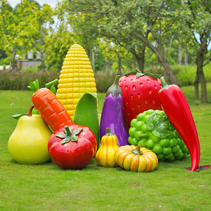 仿真水果蔬菜雕塑玻璃钢大白菜南瓜草莓苹果道具装饰园林模型摆件