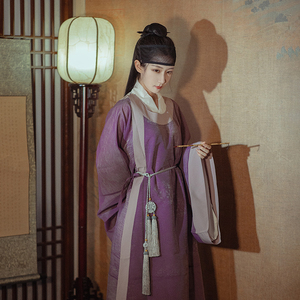 现货宋制盈盈十五原创 襕衫圆领汉服男女同款直缀内搭暗纹大码