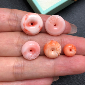 平安扣粉色有机宝石挂件吊坠锁骨链本命年避邪平安时尚深海宝石