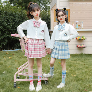 小学生闺蜜装女童春装jk套装裙子两件套日系格子儿童装学院风校园