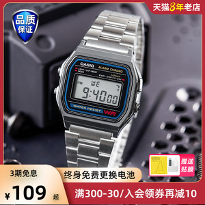 casio卡西欧小方块手表复古小银砖男女a168w电子小金表f91小黑表