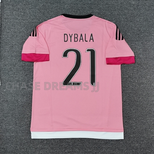 经典复古1516赛季尤文图斯球衣长短袖7号c罗21号迪巴拉粉色足球服