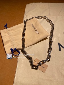 r巴塞专柜代购lv男士monogram大号银色链式颈链项链 m64196