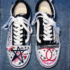 余帅帅手绘鞋正品vansold skool经典款手绘涂鸦防水板鞋