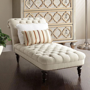 欧式古典贵妃椅美式棉麻布艺拉扣贵妃榻法式客厅卧室懒人沙发躺椅