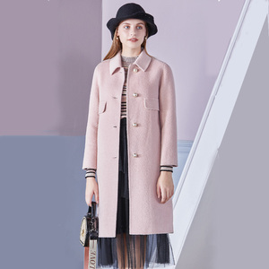 可路莎双面呢2020秋冬新款女士简约颗粒双面羊绒大衣中长款c98743