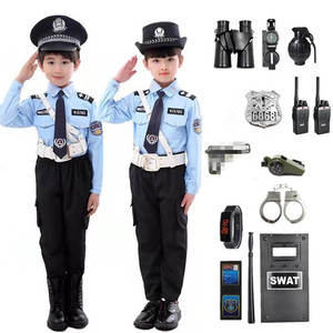 长袖儿童警察服演出服男女童警官服小交警制服套装警服军装演出服