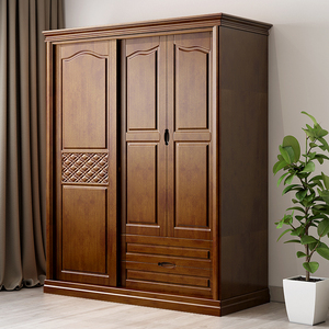 衣柜实木3门推拉滑移门卧室